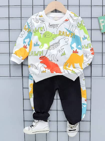 Colorful Dino Print Toddler Sweatshirt - 'Rawr!' Design